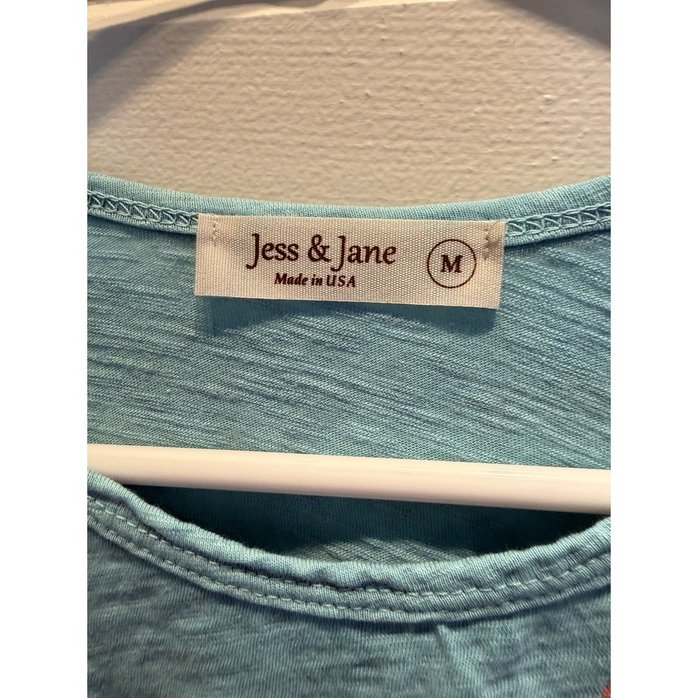 Jess & Jane Wearable Art Tunic Top Sz M Blue Cotton Pockets Lagenlook Boho - Picture 5 of 10